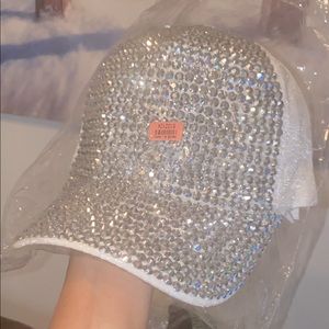 Bedazzled hat! Brand new! White and silver